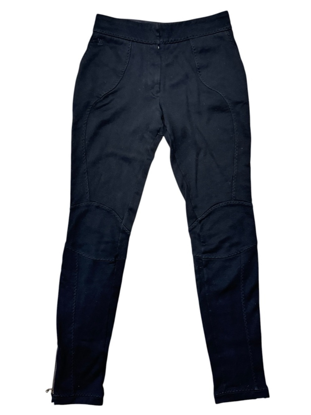 Louis Vuitton Womens Black Skinny Pants Hook And Eye Zip Ankle Size S